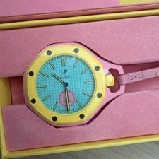 Audemars Piguet X Swatch Royal Pop Otg Roz Quartz Pink Band Blue Dial 2