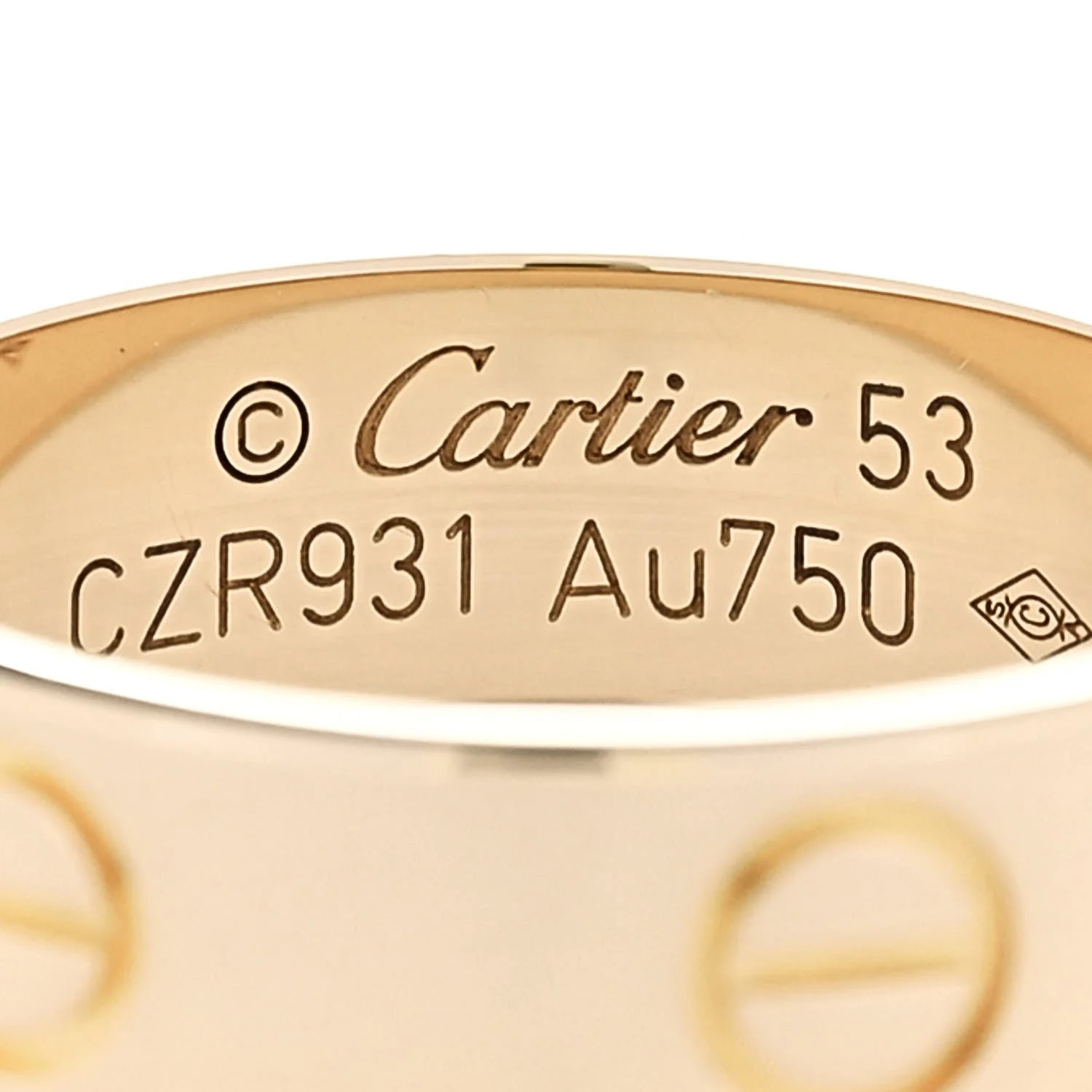 18K Yellow Gold 5.5mm Love 53 6.5 4