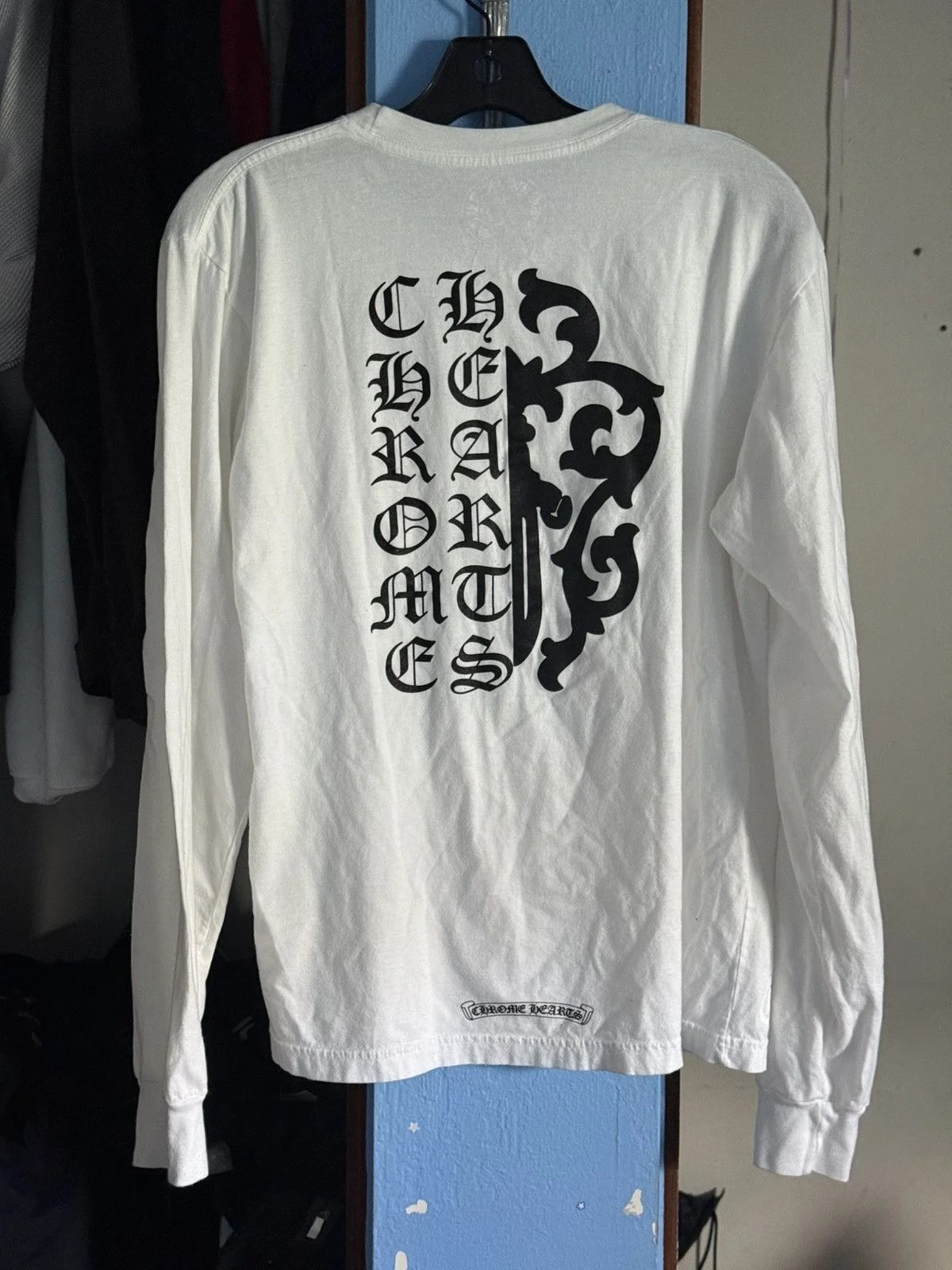 Chrome Hearts — Hearts Half Dagger Half Script Long Sleeve Shirt — streetwear — resale