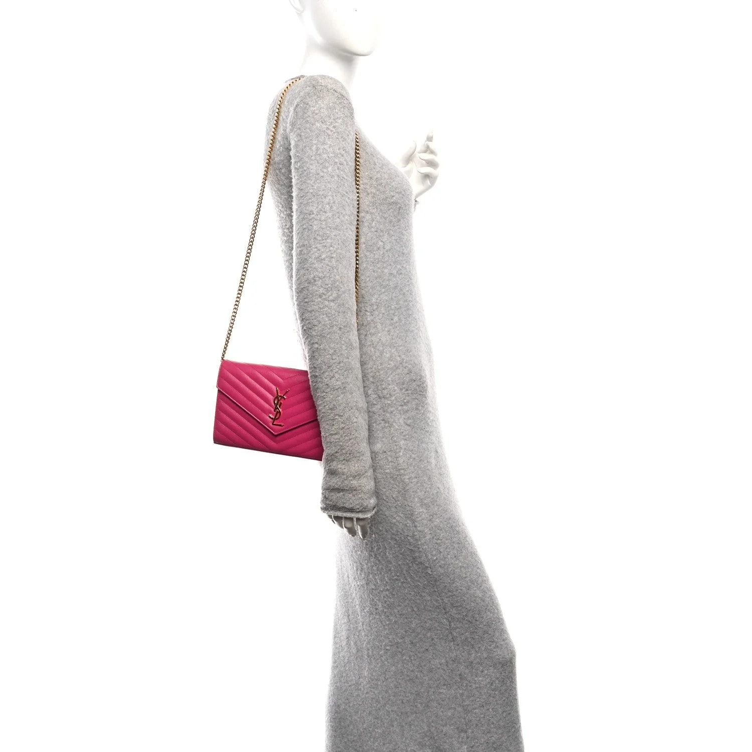 Grain de Poudre Chevron Chain Wallet Fuxia Couture 2