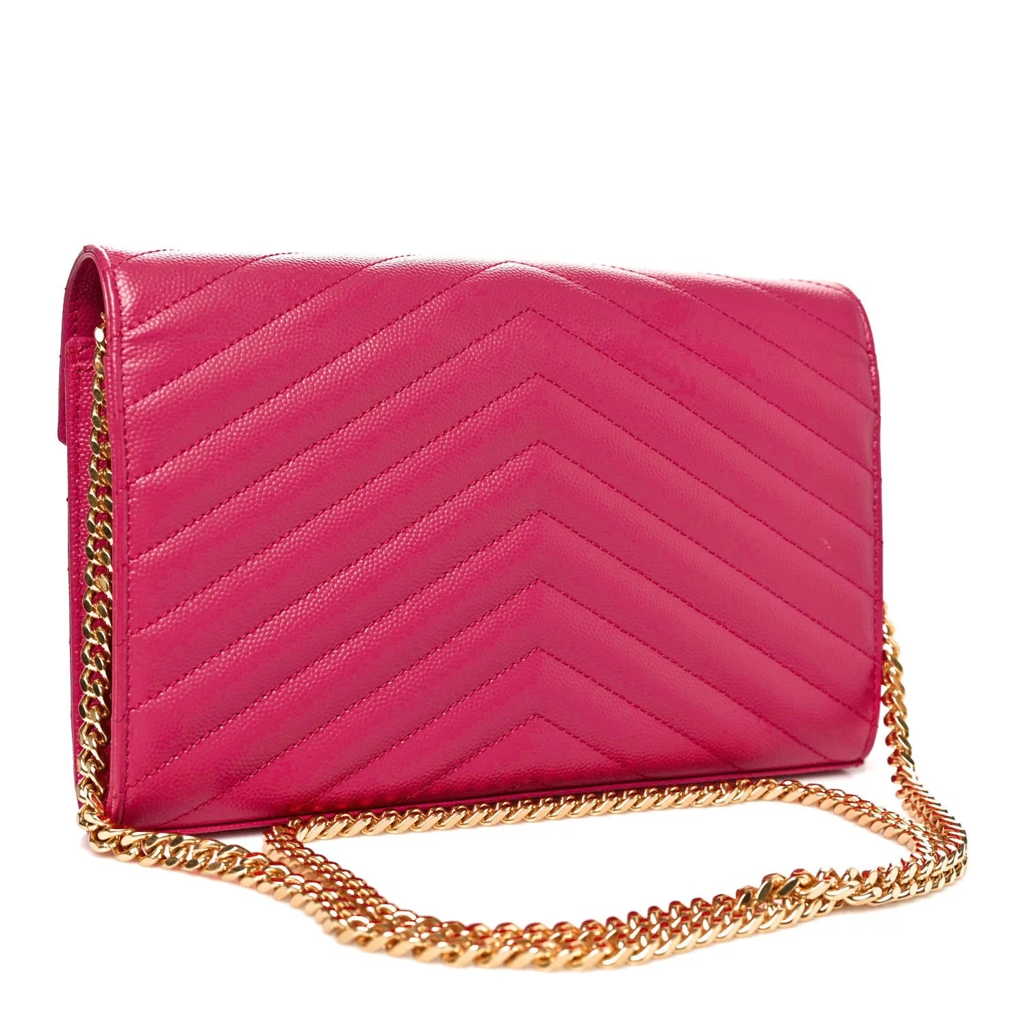 Grain de Poudre Chevron Chain Wallet Fuxia Couture 3