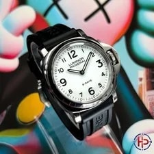 Steel White Dial Panerai Black Rubber Strap Box and Papers Retail Ready Dated 2