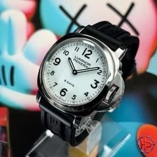Steel White Dial Panerai Black Rubber Strap Box and Papers Retail Ready Dated 3