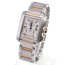 Cartier Tank Francaise LM W51004Q4 Date Ivory Dial Quartz G#147289 2