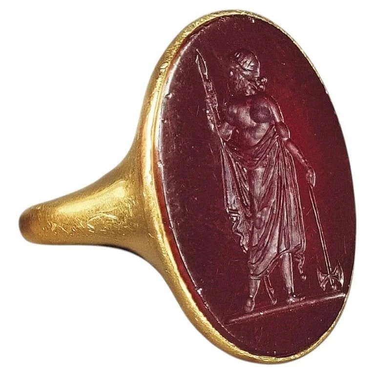 Carnelian — A Neoclassical Carnelian Intaglio Set in An . Zeus Labraundos — Jewelry — resale