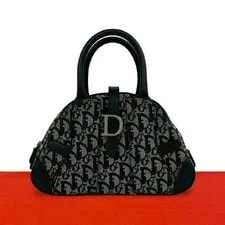 Dior — Christian Dior Double Saddle Trotter Pattern Blac — Handbag — resale