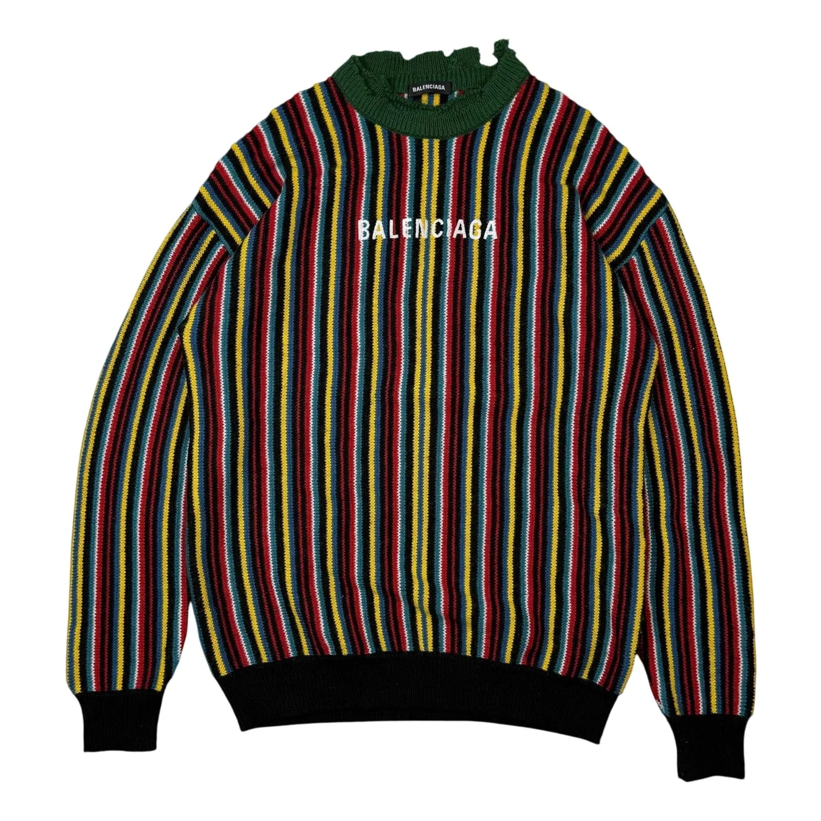 Balenciaga — Balenciaga Oversized Distressed Striped Sweatshirt Mult — streetwear — resale