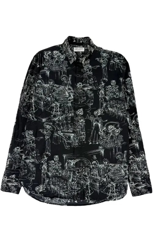 Saint Laurent — Saint Laurent Heidi ERA Skeleton Party Print Shirt — streetwear — resale