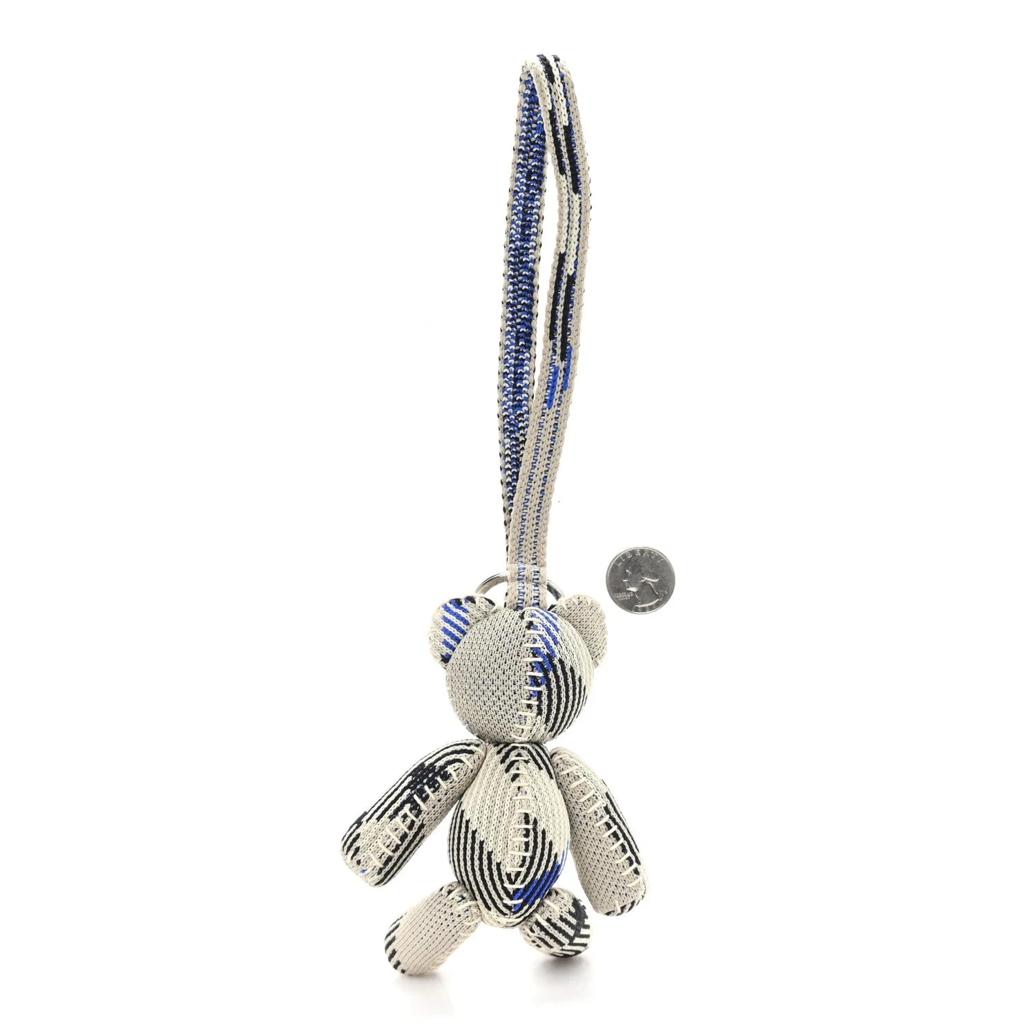 Knitted Check Thomas Teddy Bear Keychain Charm Lichen 2