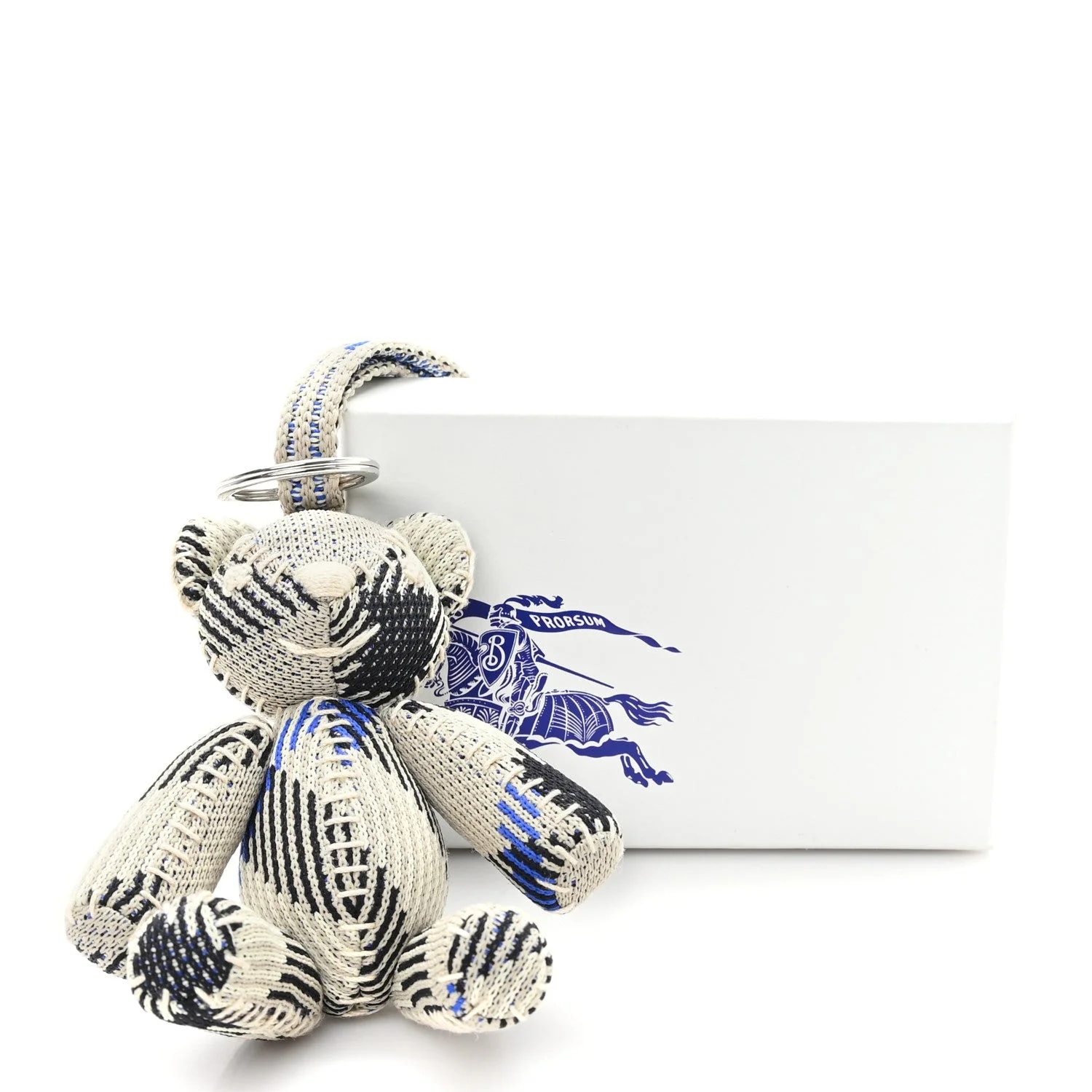 Knitted Check Thomas Teddy Bear Keychain Charm Lichen 4