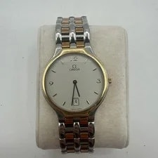 Omega DeVille SS & YG Quartz White Dial Model: 4230.23.00 32mm Engraved 3