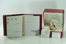 Cartier Pasha 18K W31036T6 2113 Chronograph Steel & Gold 38mm Silver Dial Off... 2