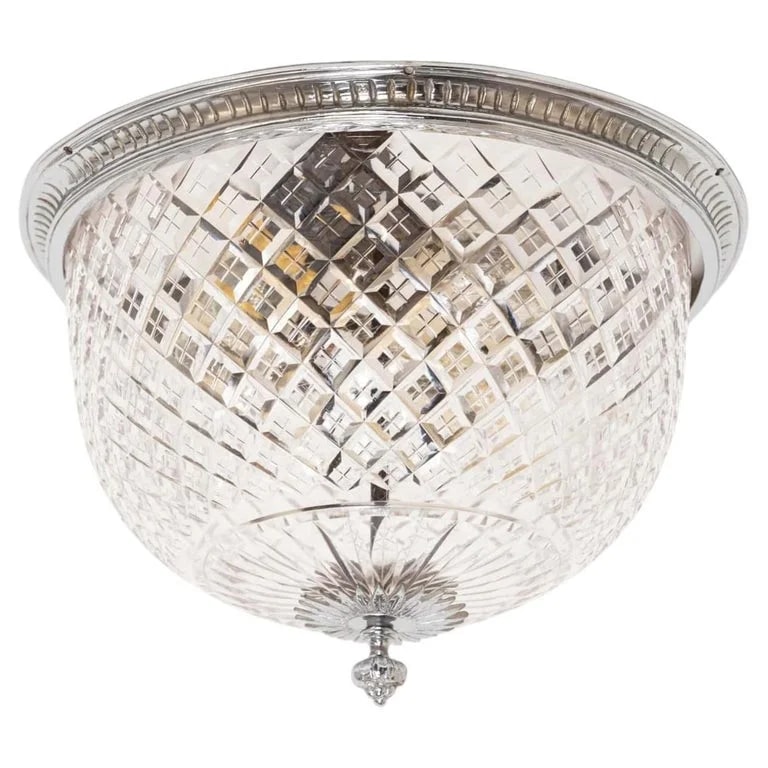Antique Edwardian Plated Cut Flush Ceiling . c.1910 — lighting — resale