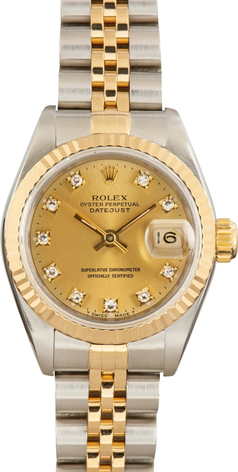 Rolex Datejust Champagne Diamond Dial Ref 69173 2