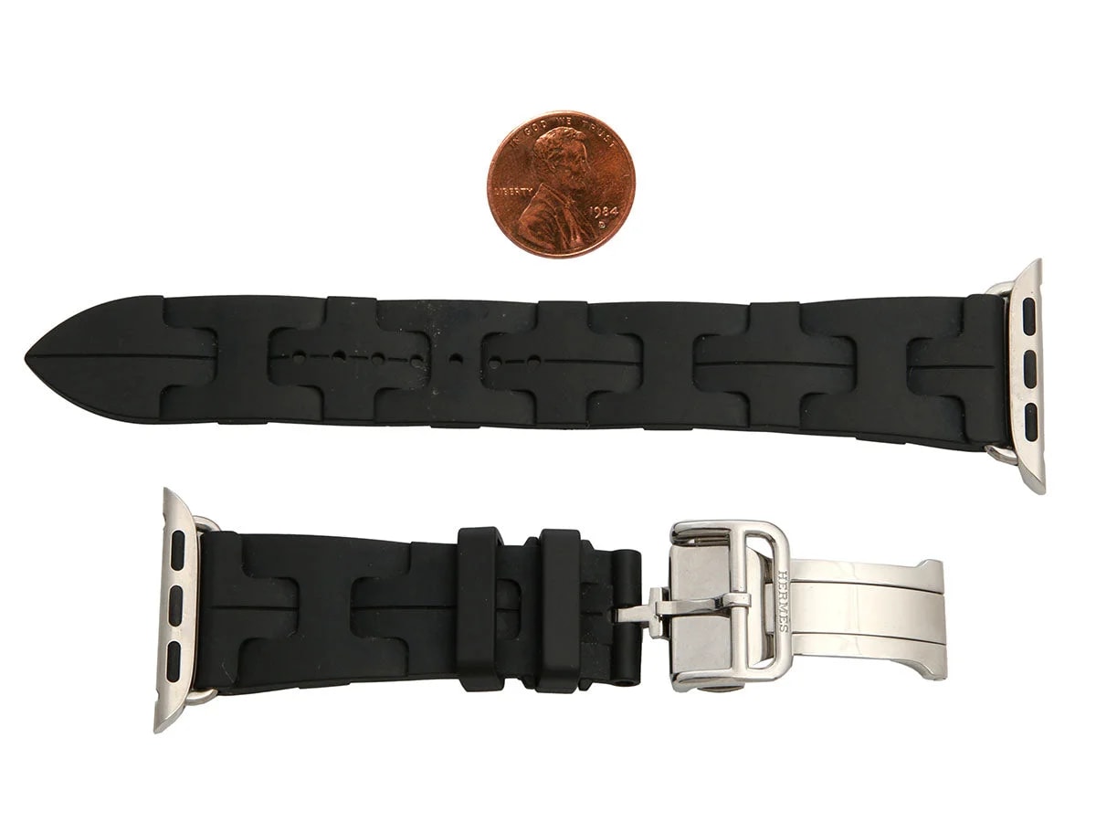Hermès Black Rubber Apple Single Tour Deployment Buckle Kilim Band 46mm 4