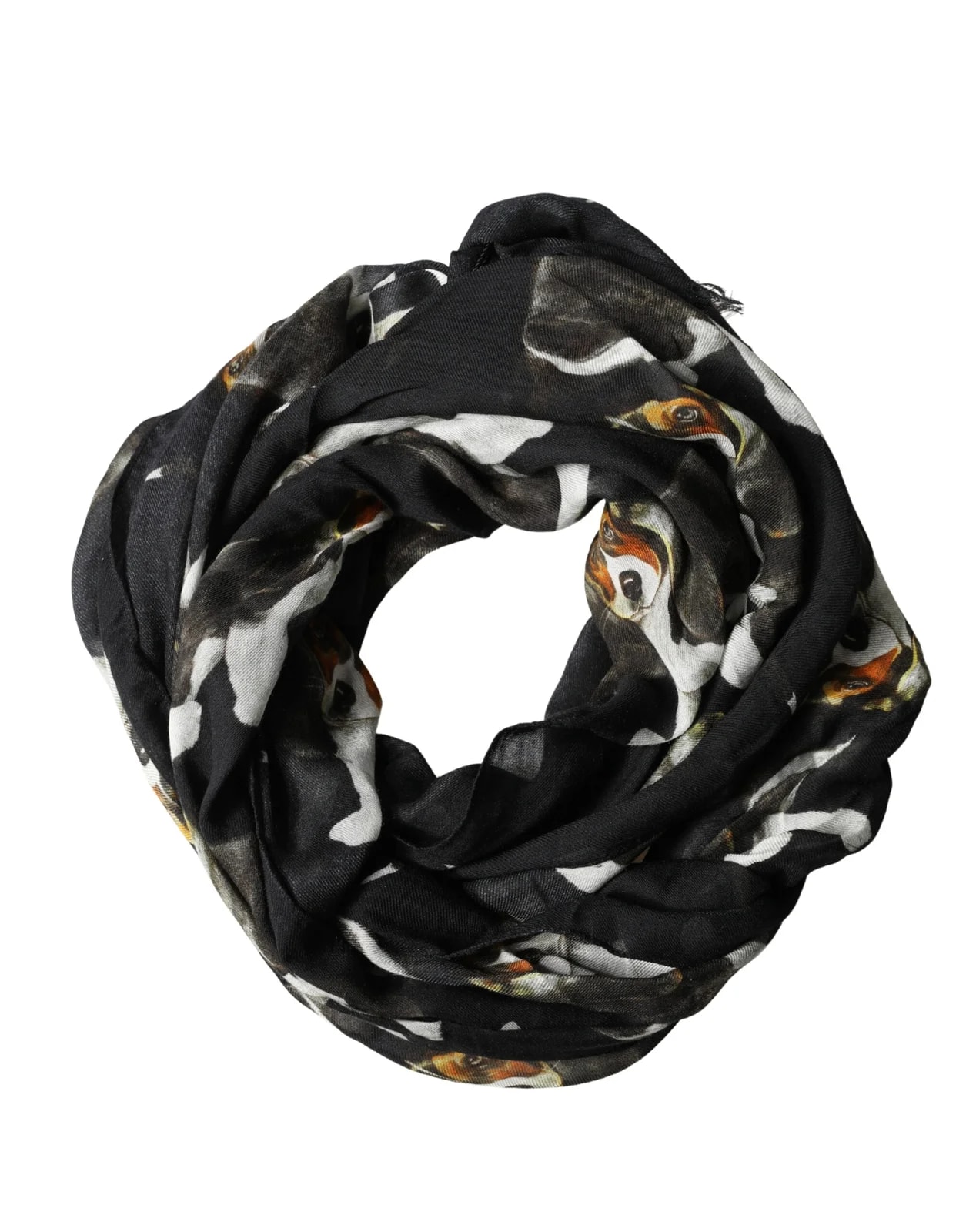 Dolce & Gabbana Modal Dog Print Fringed 178cm X 64cm Scarf 3