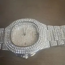Patek Philippe Nautilus Diamond Accent Silver Tone 4