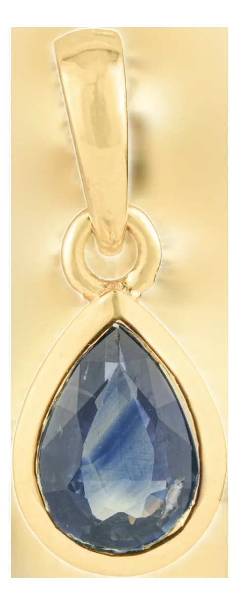 Handcrafted Pear-Cut Blue Sapphire Solitaire in 14k Yellow Gold — Jewelry — resale