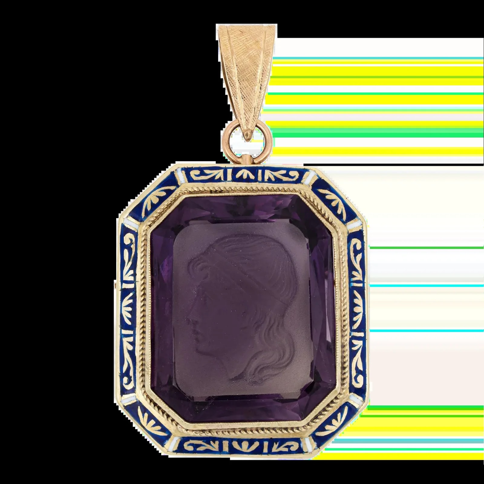 Art Deco Intaglio Enamel 14k Yellow Gold Carved — Jewelry — resale