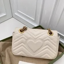 Gucci Marmont22 Chain Crossbody White Gold Classic 2