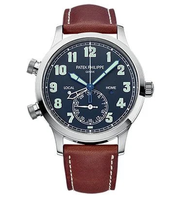 Worldofluxuryus — Patek Philippe Complications Calatrava Pilot Travel Time White Gold — Watch — resale