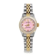 Rolex TT Oyster Perpetual Pink MOP Ruby Diamond Dial Diamond Bezel 2
