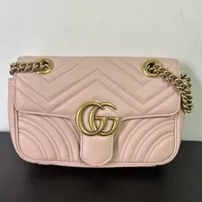 Gucci — Gucci Pastel GG Marmont Mini Flap Chain Crossbody Auth — Handbag — resale