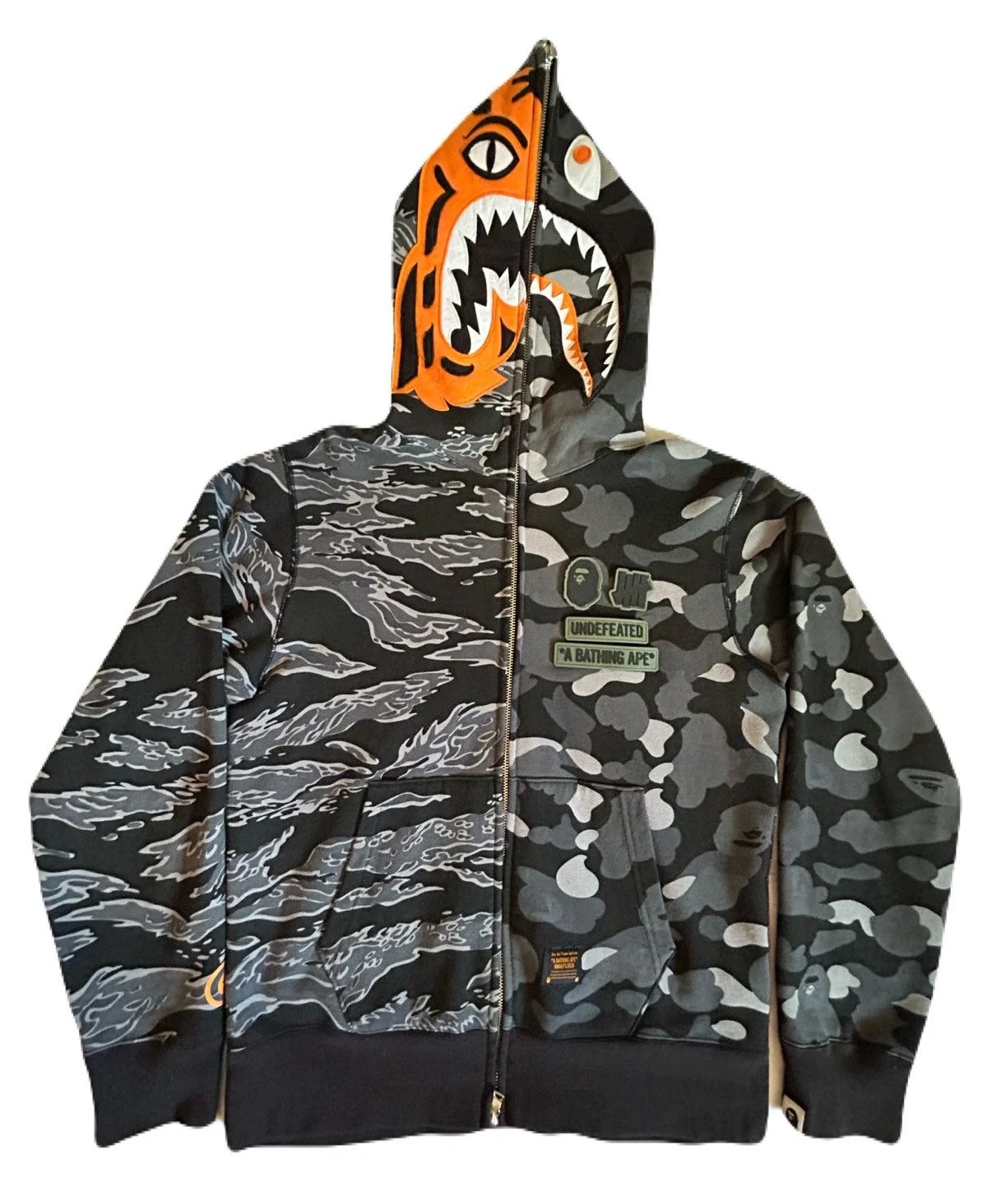 BAPE — Bape X Undefeated Tiger Shark Hoodie Zipup — streetwear — resale