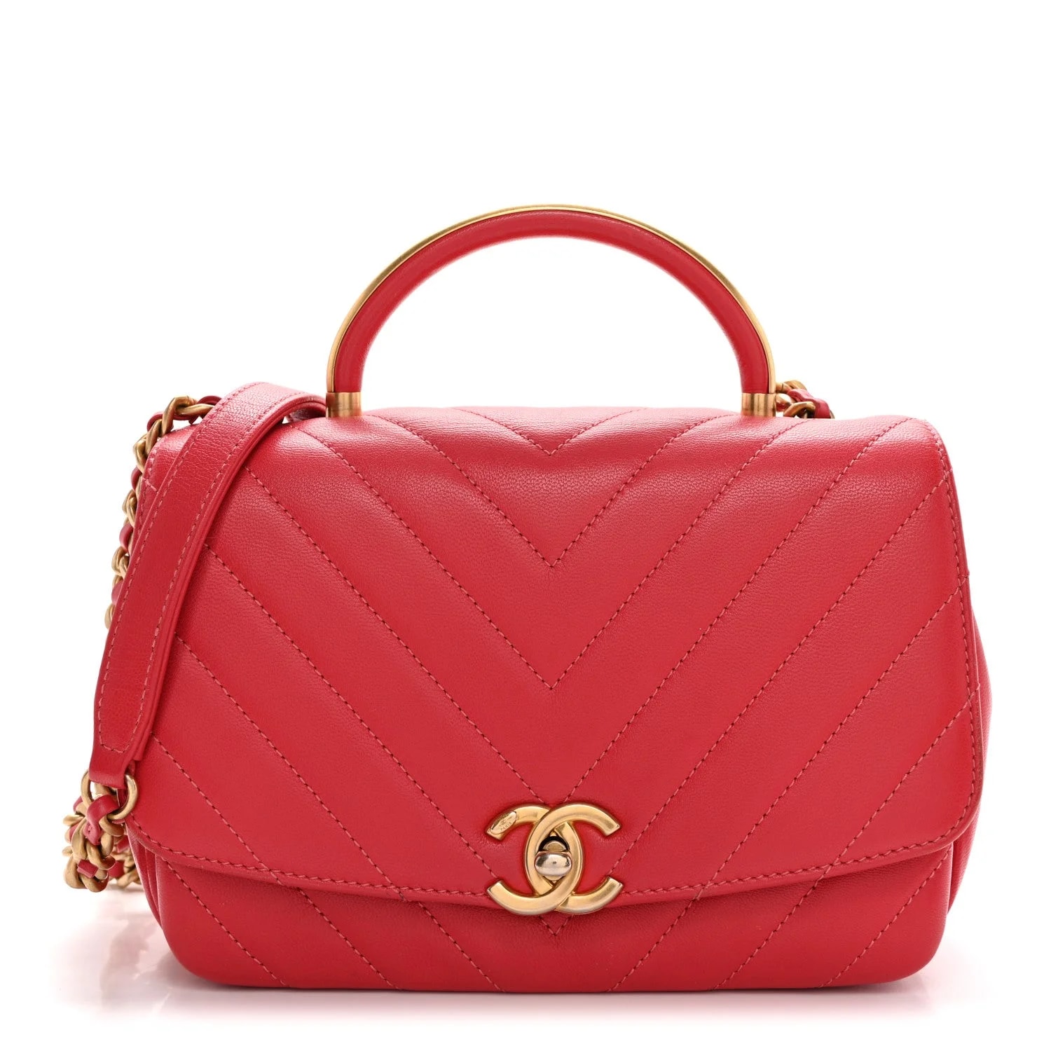 Chanel — Chevron Top Handle Flap — Handbag — resale