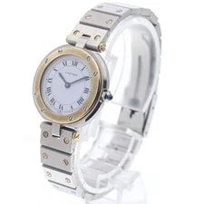 Cartier Santos Round SM YG Bezel White Dial Quartz Watch_954285 2