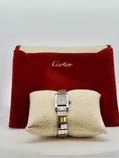Cartier 18K White Gold Pave Diamond Face Americaine Mini Tank 2544 2