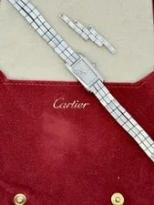 Cartier 18K White Gold Pave Diamond Face Americaine Mini Tank 2544 4
