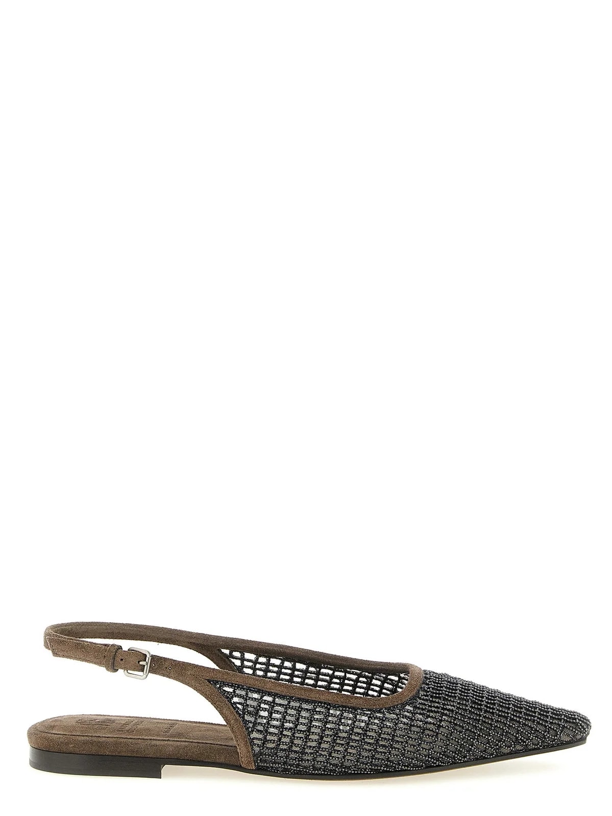 Brunello Cucinelli — Brunello Cucinelli Precious Net Embroidery Slingback — Designer Shoe — resale
