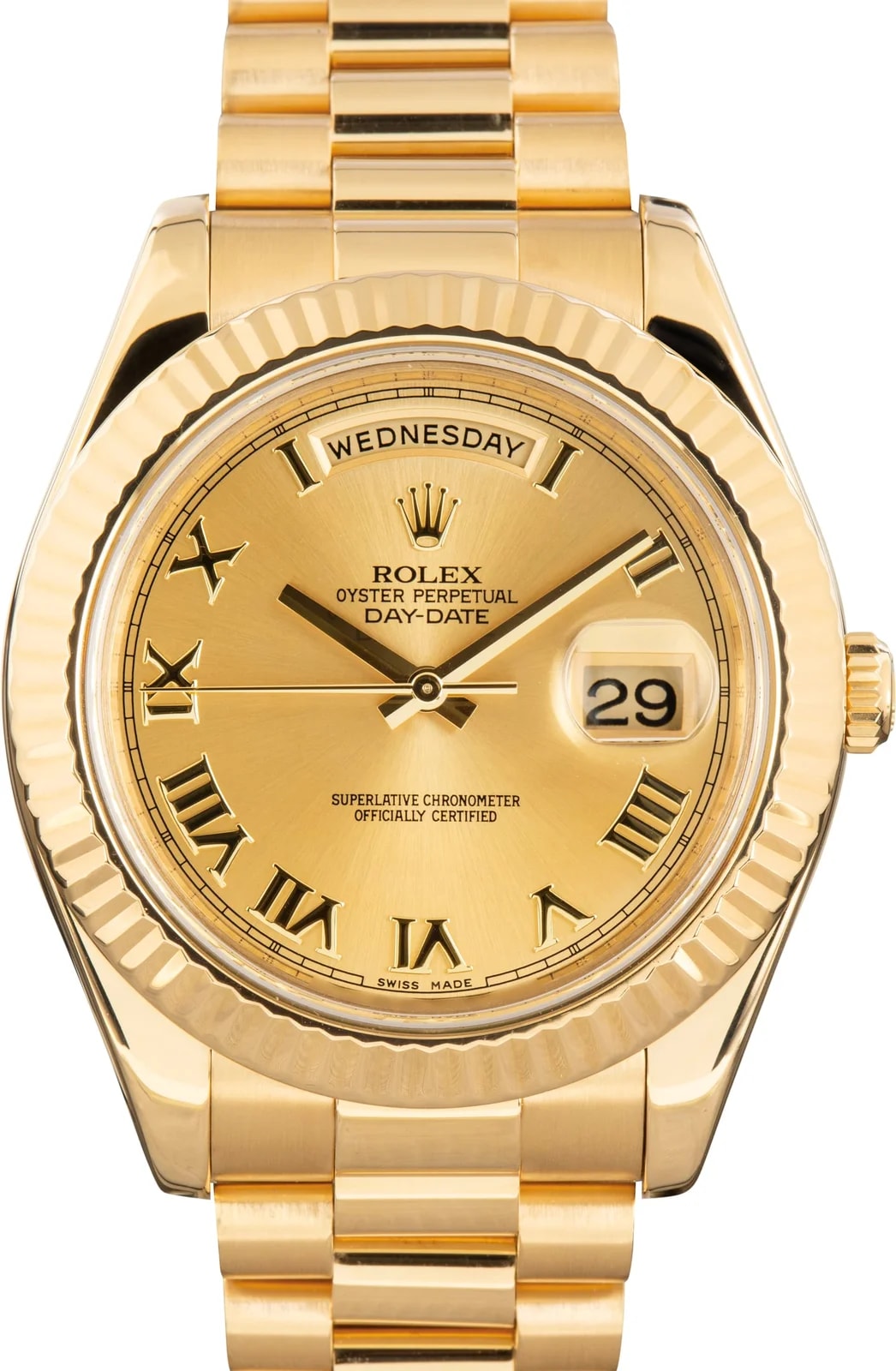 18k Yellow Gold Rolex Day Date II Ref 218238 Champagne Dial 3