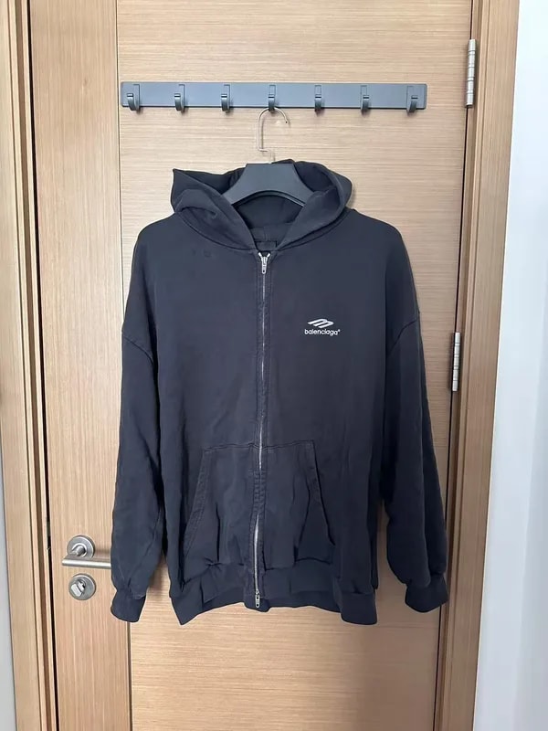 Balenciaga 3B Heavy Double Zip Washed Hoodie 2