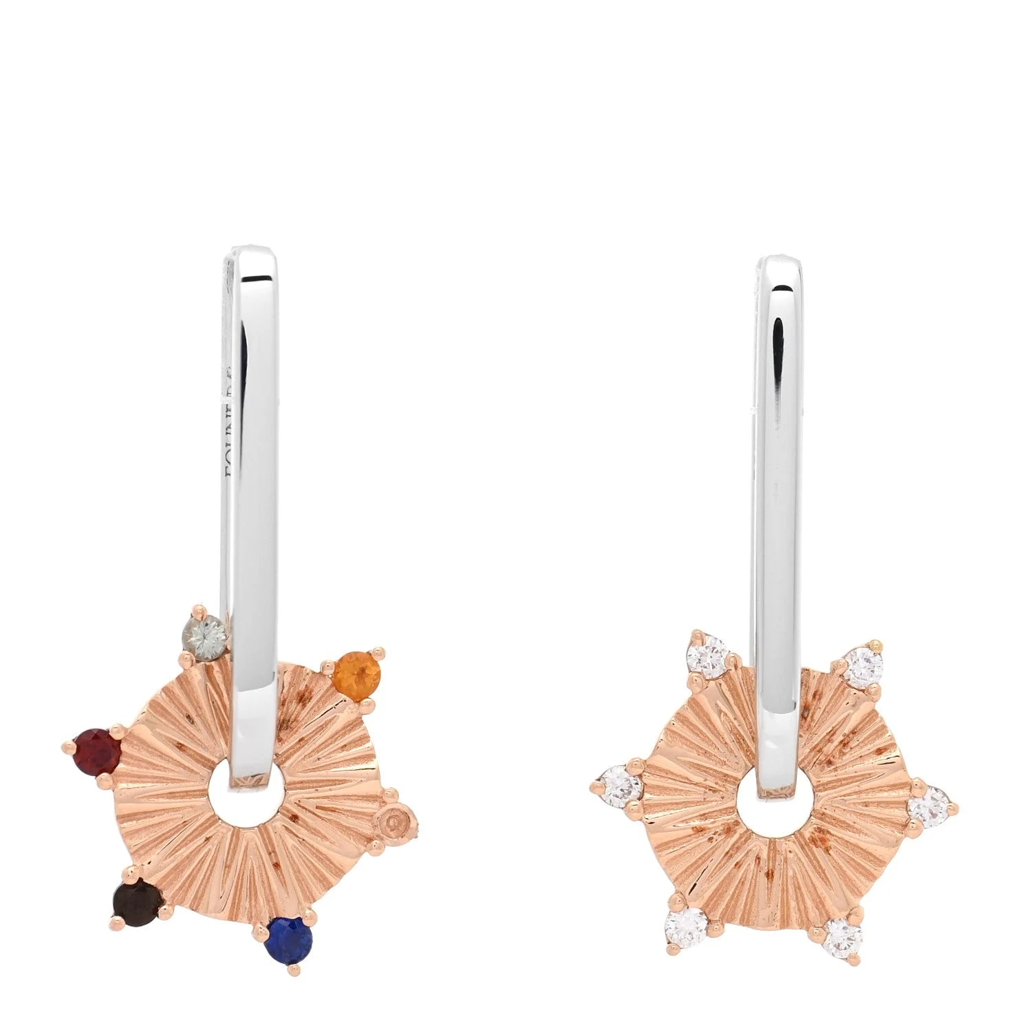 Foundrae — 18K Rose Gold Gemstone Disk Small Fob Link — Jewelry — resale