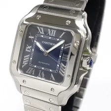 Cartier Santos WSSA0063 35.1mm Stainless Steel / Pink Gold Blue #UW1704 2