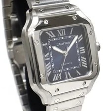 Cartier Santos WSSA0063 35.1mm Stainless Steel / Pink Gold Blue #UW1704 3