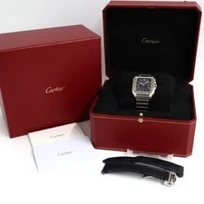 Cartier Santos WSSA0063 35.1mm Stainless Steel / Pink Gold Blue #UW1704 4