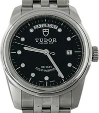 Tudor Glamor Date Day 56000 Black Automatic Excellent A7454 3