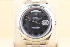 2011 Rolex Platinum Day-Date 218206 Black Arabic Dial President With Papers 41mm 3