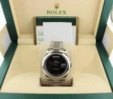 2011 Rolex Platinum Day-Date 218206 Black Arabic Dial President With Papers 41mm 4