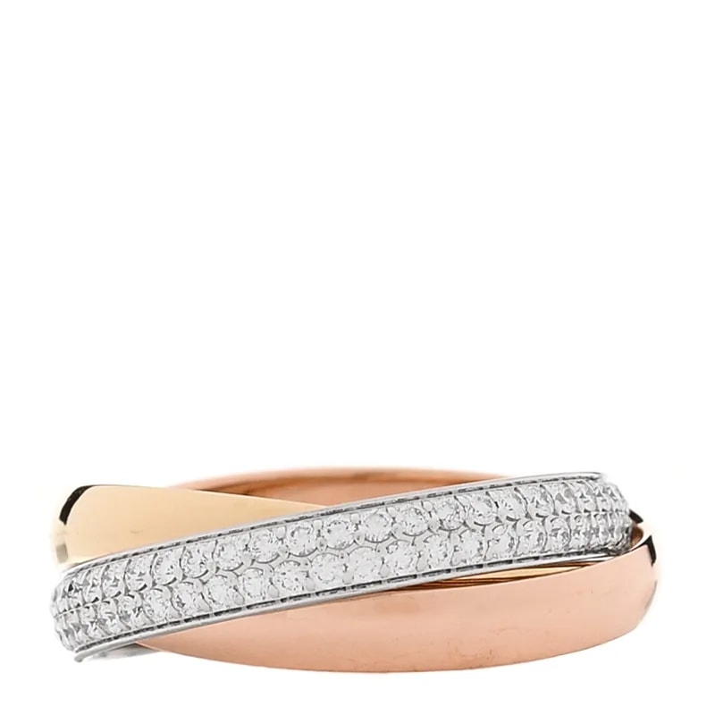 Cartier — 18K Small Trinity Paved Ring 48 4.5 — Jewelry — resale