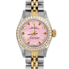 Rolex TT Oyster Perpetual Pink MOP Ruby Diamond Dial Diamond Bezel 4