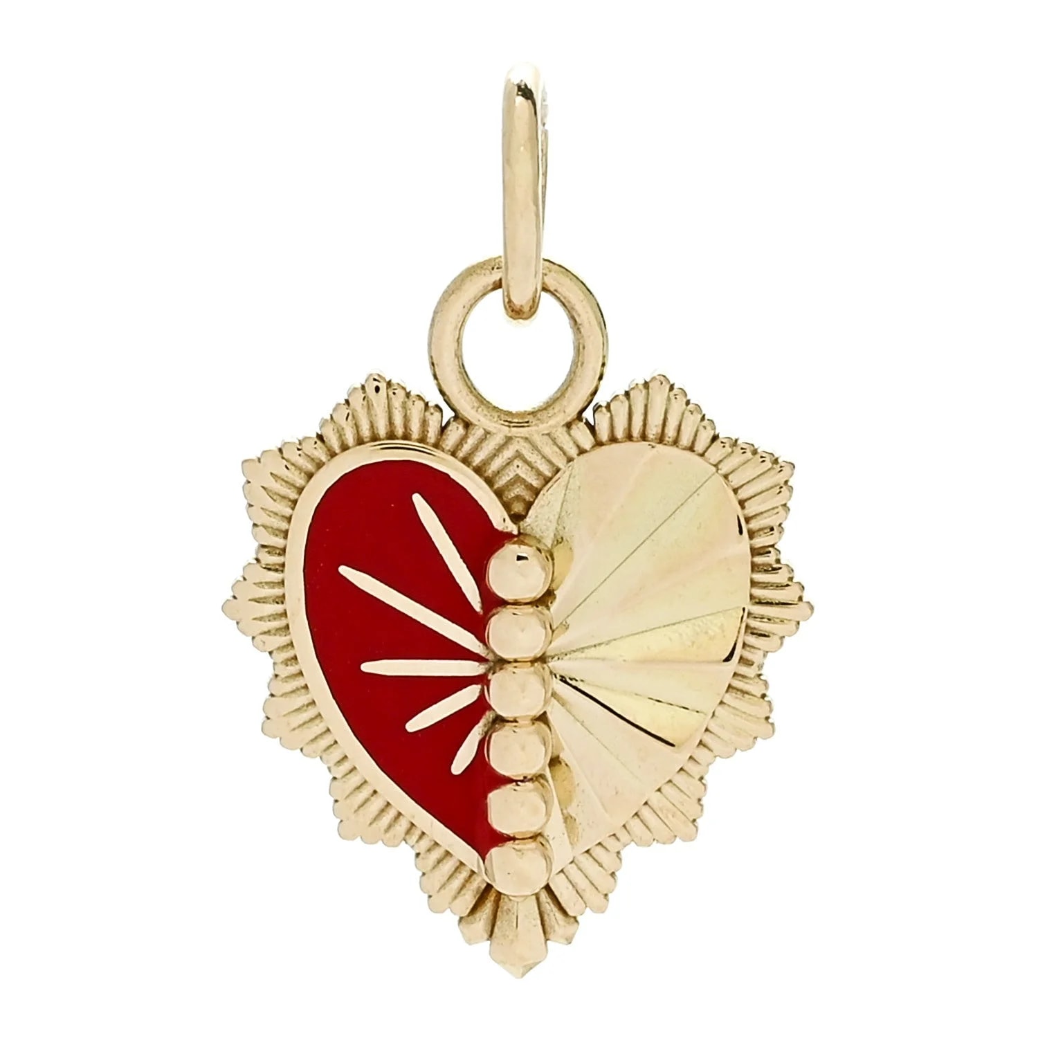 Foundrae — 18K Yellow Gold Enamel Reflection Heart Miniature Medallion — Jewelry — resale