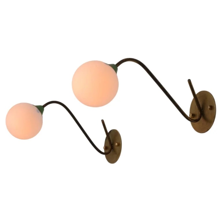 Pair of 1950s Italian and Opaline Wall Sconces 2