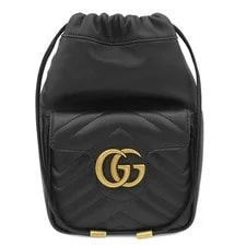 Gucci — Gucci GG Marmont Mini Chevron Quilted Bla — Handbag — resale
