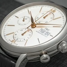 IWC Portofino Chronograph Silver - IW391022 Gold Hands Indices 2