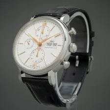 IWC Portofino Chronograph Silver - IW391022 Gold Hands Indices 3