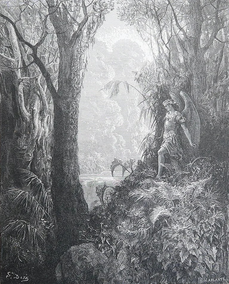 Gustave Doré — Large Original Antique Print By Gustave Doré, " Satan in Paradise " — decorative_art — resale